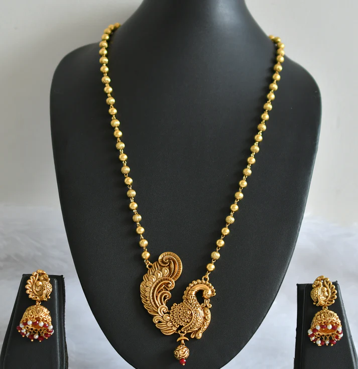 Antique Gold tone Annapakshi Ball Pendant set
